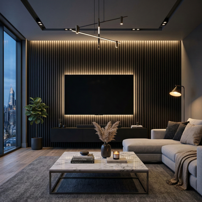 Hochwertige Akustik-Lamellenwandpaneele – 270 × 110 cm – Aeki 