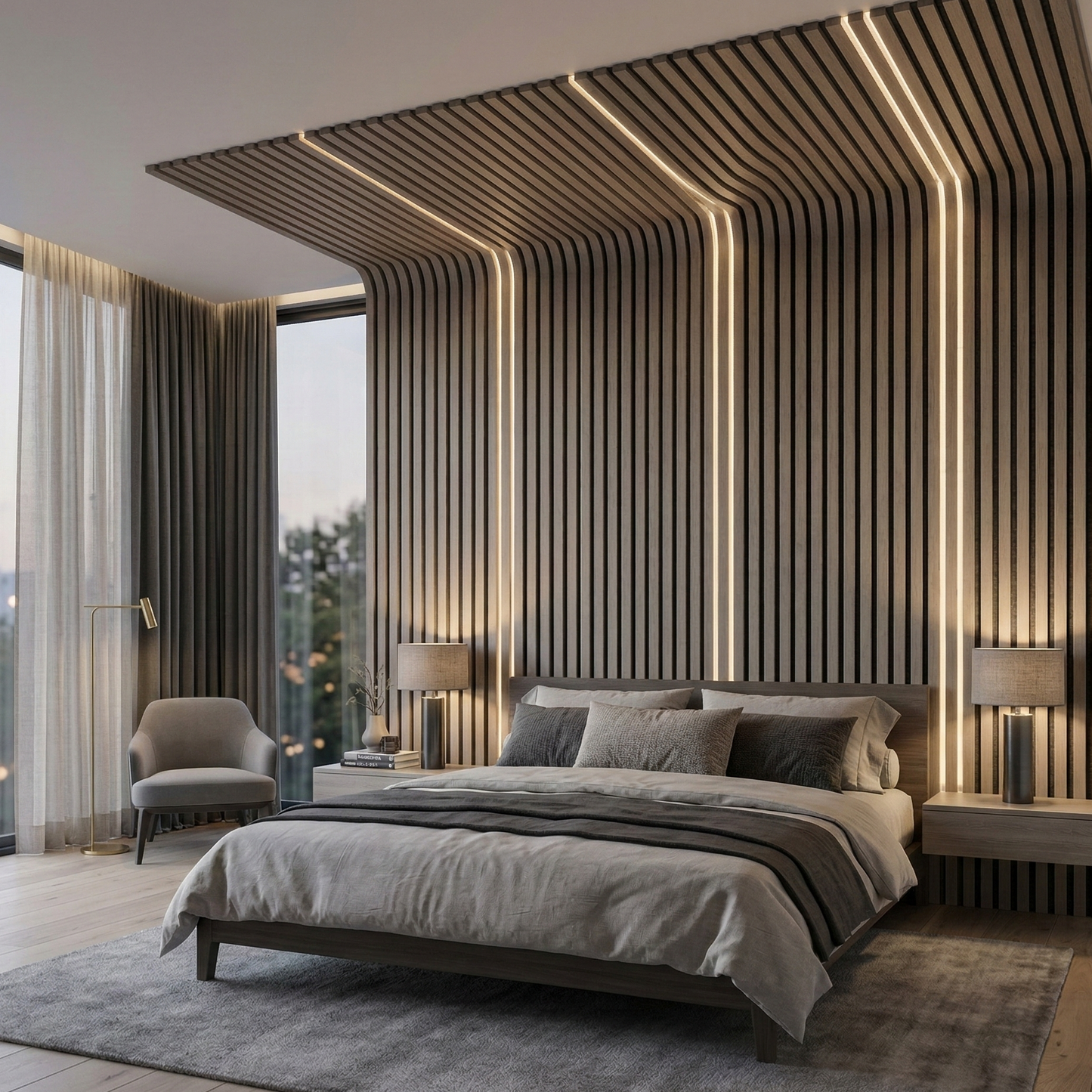 Hochwertige Akustik-Lamellenwandpaneele – 270 × 110 cm – Aeki 